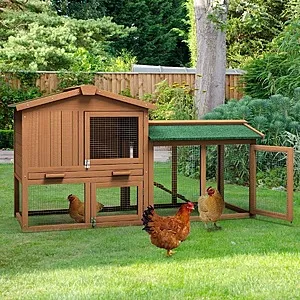 58'' Outdoor Wooden Chicken Coop w/ Ventilation Door and Removable Ramp (Natural)