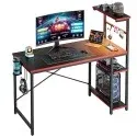 44in Rectangular Black Carbon Fiber Gaming Desk with RGB LED Lights