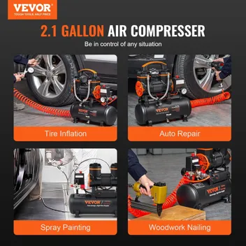 Vevor 6.3 Gallon 2HP 116PSI Oil-Free Air Compressor