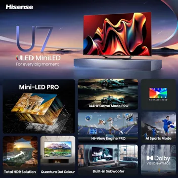 U7 Series 55" ULED 4K 144Hz Mini-LED QLED Smart Google TV with NBA2K25 Game (PS5 or Xbox Series S/X)