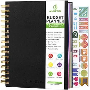 JUBTIC Planner and Monthly Bill Organizer with Pockets. Undated Financial Planner Book and Expense Tracker Notebook