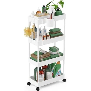 Lehom 4-Tier Slim Rolling Storage Cart (7.08" x 15.35" x 36.02")