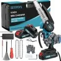 Sotipevs 21V 550W 6" Cordless Mini Chainsaw w/ 2x 7500mAh Batteries