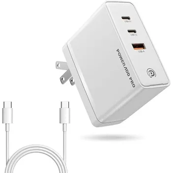 PowerAdd Pro 100W 3-Port USB GaN Wall Charger with USB-C Cable