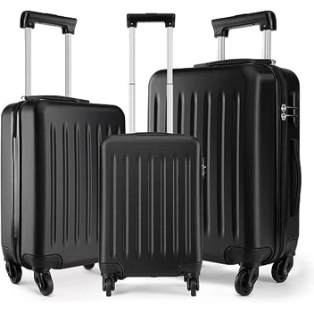 Kono 3-Piece Lightweight ABS Hard Shell Luggage Set w/ 4x Spinner Wheels (19", 24" & 28")