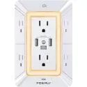 Powrui 6-Outlet Extender Wall Surge Protector w/ 3 USB Ports & Night Light