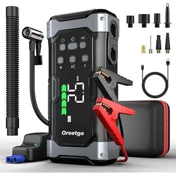 U9 6000A Peak Car Batter Jump Starter with Tire Inflator, LCD Screen