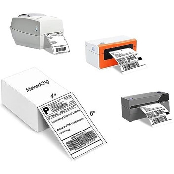 MakerKing Direct Thermal Printer Shipping Label (100 4x6 Fan-Fold Labels)