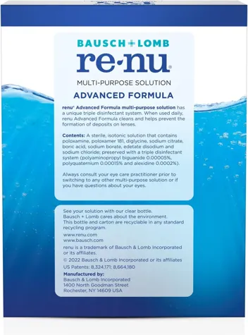 Lomb ReNu 12oz Advanced Triple Disinfect Contact Lens Solution + Contact Lens Case