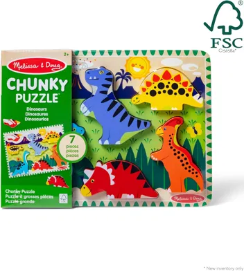 7-Piece Melissa & Doug Dinosaur Wooden Chunky Puzzle