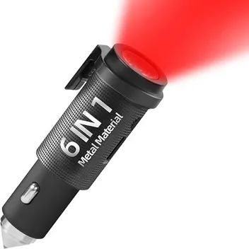 Cinthia 6-in-1 18W USB Car Charger Window Breaker Flashlight