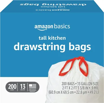 13-Gallon Tall Kitchen Drawstring Trash Bags (200-Count)