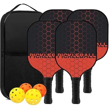 Touyinger 4-Paddle 4-Ball Pickeball Set with Carry Bag