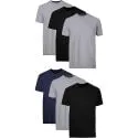 Cotton Moisture-Wicking Crew Tee Undershirts (Black/Grey/Blue Assorted)