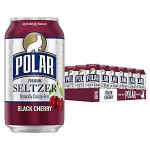 Polar Seltzer Water Black Cherry, 12 fl oz cans