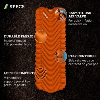 Insulated Static V Lite Inflatable Sleeping Pad (Orange)