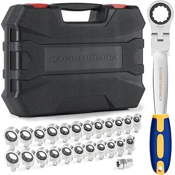 Haisstronica 24-in-1 Metric & SAE Interchangeable Heads Ratchet Wrench Set