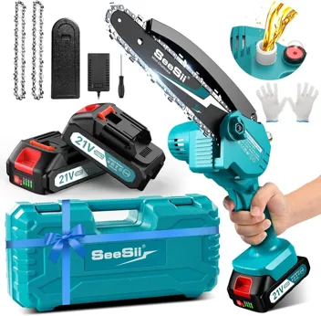 CH600+ 6" Electric Cordless Mini Chainsaw Kit with 2x 2000mAh Batteries