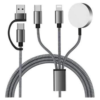 3-in-2 4ft USB-C Apple Lightning Apple Watch Charging Cable