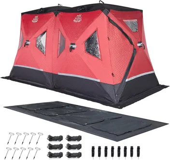 Deerfamy 3-Layer Cotton Filled 8-Person Pop Up Ice Fishing Tent