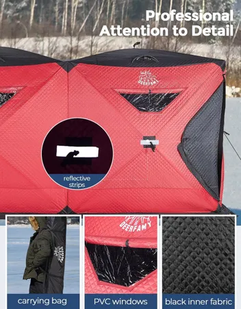 Deerfamy 3-Layer Cotton Filled 8-Person Pop Up Ice Fishing Tent