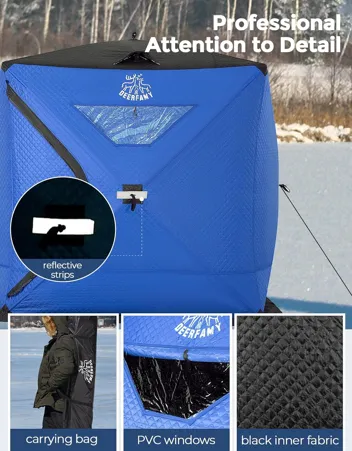 Deerfamy 3-Layer Cotton Filled 8-Person Pop Up Ice Fishing Tent