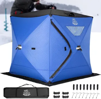 Deerfamy 3-Layer Cotton Filled 8-Person Pop Up Ice Fishing Tent