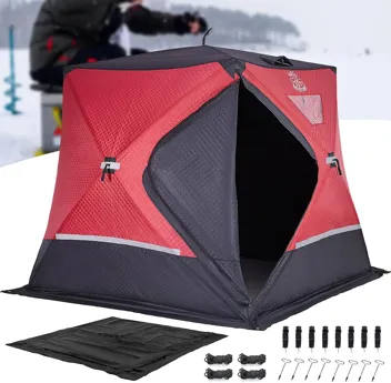 Deerfamy 3-Layer Cotton Filled 8-Person Pop Up Ice Fishing Tent