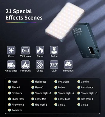 96-LED 1500mAh RGB Selfie Light with Hotshoe & Clip