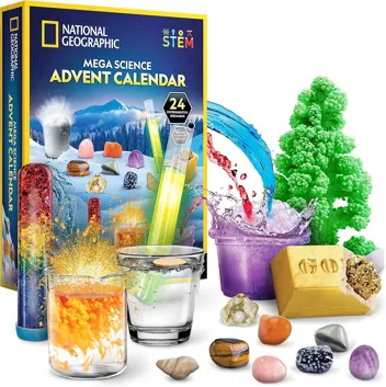 Geographic Mega Science Advent Calendar w/ Experiments, Fossils & Gemstones