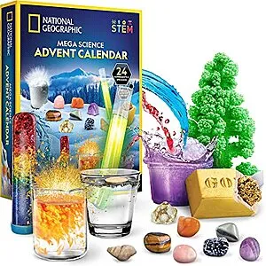 Geographic Mega Science Advent Calendar w/ Experiments, Fossils & Gemstones