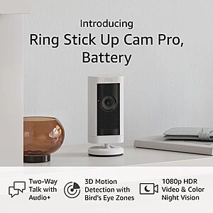 Ring Stick Up Cam Pro, Battery/Plug-In/Solar (2023 release), Pre-Order Available Now - Release on Oct 18th 2023 - White/Black - (after trade-in)