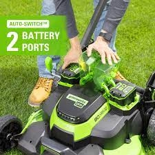 GREENWORKS 21 INCH SELF-PROPELLED 80V DUAL BATTERY W/FREE 4AH battery