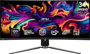 MO34WQC - 34" QD-OLED Curved Gaming Monitor - WQHD 3440x1440 - Curved - 175 Hz - AMD FreeSync Premium Pro - Type C KVM - HDMI, DP, Type C - Height Adjustable - Black