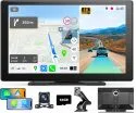 9" Wireless Apple Carplay & Android Auto Portable Car Stereo with 4K Dash Cam & 1080p Backup Cam