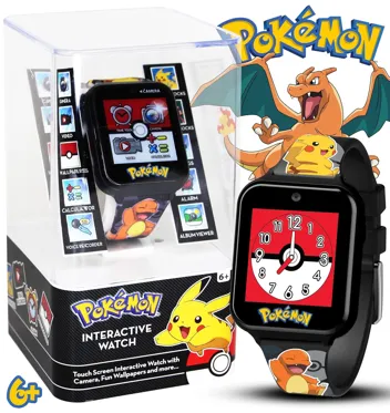 Accutime Kids Pikachu Black Digital LED Quartz Wrist-Watch with Camera