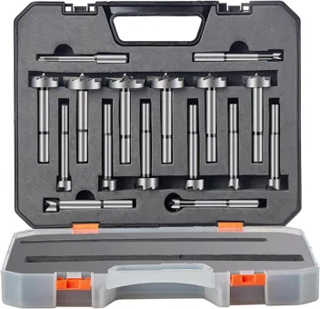 1/4" to 1-5/8" Carbon Steel Forstner Drill Bit Set (16-Pieces)