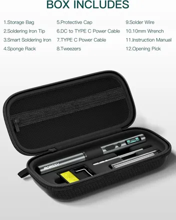 Momssy 96W/65W Dual Mode Power Supply T65-K Tip Soldering Iron Kit with OLED Display