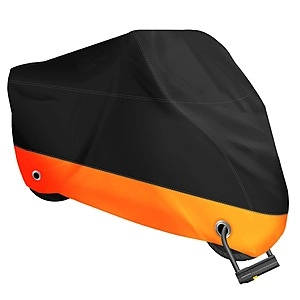 XYZCTEM Waterproof Motorcycle Cover (Black, Fits Up To 97'' Bikes)