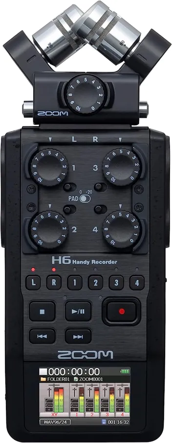 Zoom H6 All Black 6-Track Portable Recorder