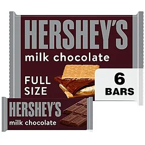 6-Count Milk Chocolate Full Size Candy Bars, 1.55oz