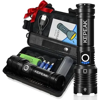 Kepeak 990,000-Lumen 5-Mode Rechargeable Aluminum Body Flashlight Kit