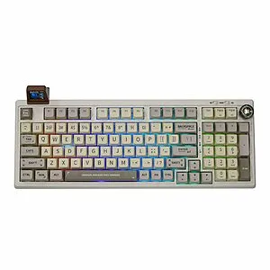 RT100 97 Keys Gasket BT5.0/2.4G/USB-C Mechanical Gaming Keyboard with Customizable Display Screen