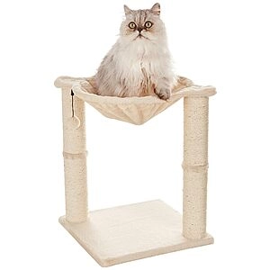 19.9" Cat Tower w/ Hammock and Scratching Posts (Beige)