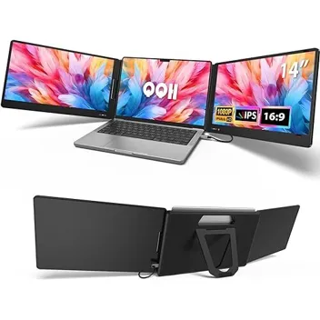 Dual Screen 14" 1080p IPS USB-C Dual Monitor Extender with Alloy Stand