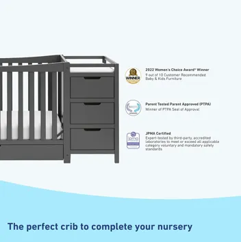 4-in-1 Remi All-in-One Convertible Crib w/ 3 Storage Drawers & Changer (Various Colors)