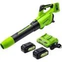 48V (2 x 24V) Greenworks Brushless Cordless Axial Blower w/ (2) 4.0Ah USB Batteries & Dual Port Rapid Charger