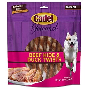 50-Count Cadet Dog Treats Beef Hide & Duck Twists