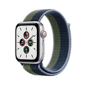 44mm Watch SE (1st Gen) GPS + Cellular (Silver Aluminum Case w/ Abyss Blue/Moss Green Sport Loop)