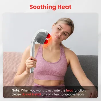 Heated Cordless Handheld Massager with 3x Massage Heads